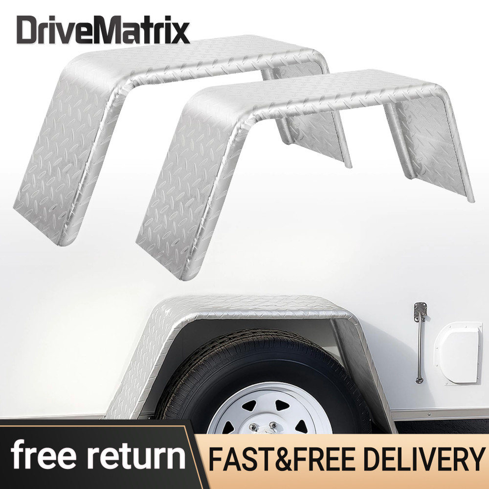 Single Axle Trailer Square Fender 14-16 Inch Wheels Diamond Plate Steel