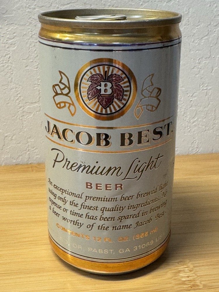 Jacob's Best Premium Light Beer - Empty Beer Can - Bottom Opened
