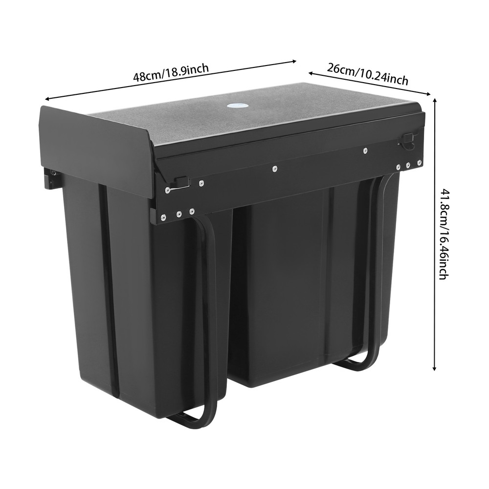 Pull Out Under Cabinet Trash Can 10L + 20L Kitchen Cabinet Garbage Can