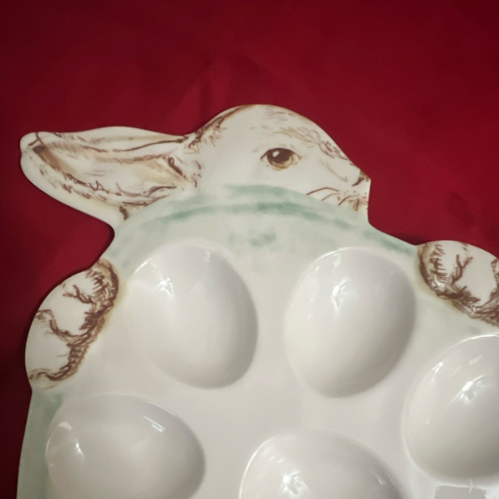 Bunny Egg Shaped Easter Serving Tray Glossy Melamine