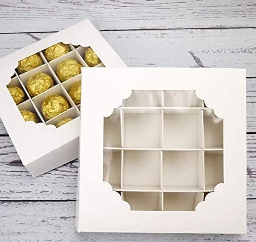 20 PCS Empty Sweet Boxes Window Divider 16 Compartments White Cake Cookie