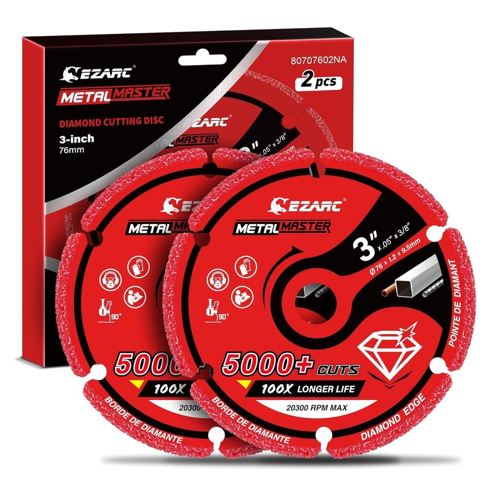 2 Pack Diamond Cutting Wheel - 5000+ Cuts, Durable Solid Steel Construction