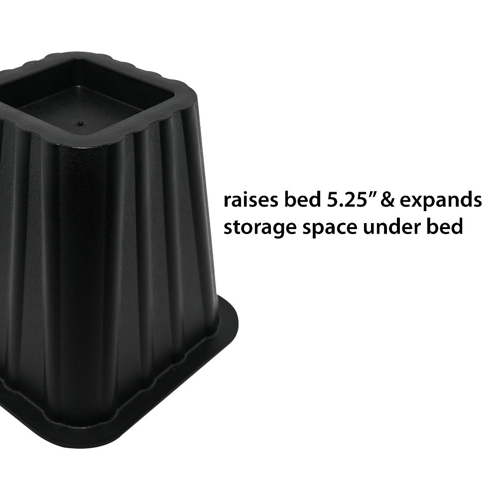 Bed Risers to Create Under Bed Storage Space, Black Plastic Bed Frame Raisers,