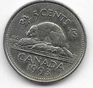 Canada 1993 5 cent  Nickel Circulated