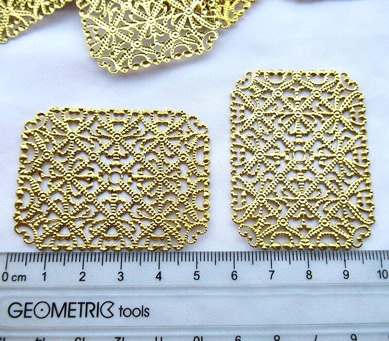 30pcs Rectangular Stamping 53x41mm Decorative Brass Filigree DIY Crafts