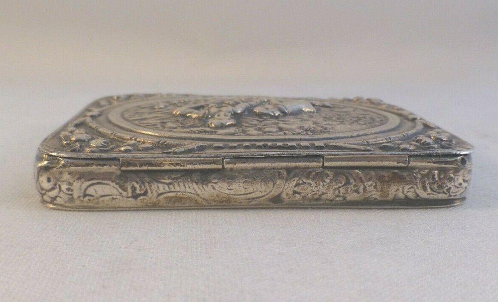Fancy German Figural Sterling Box- 3 1/4" x 2 3/4"