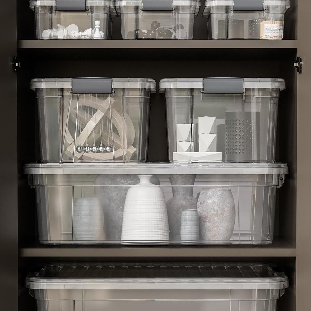 Superio Clear Storage Bins with Lids, 8 Pack- Plastic Storage Boxes - 14.7 Quart