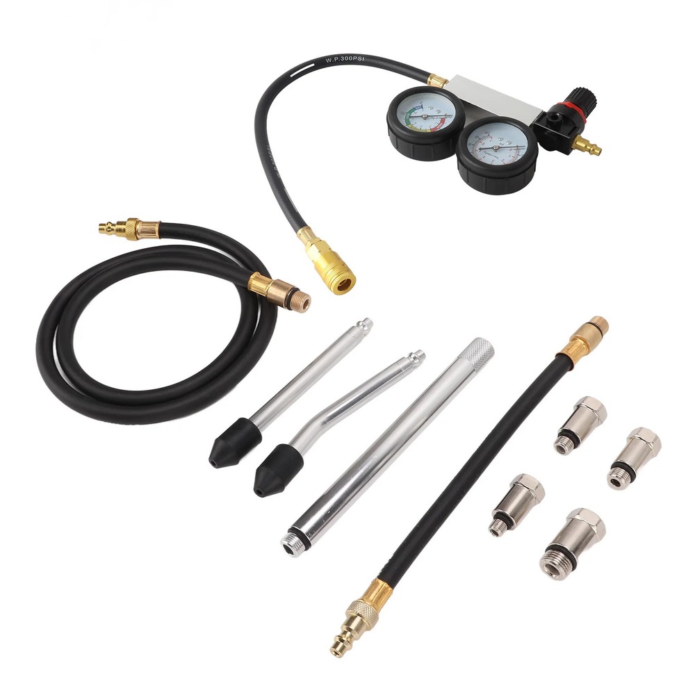 Cylinder Leak Down Tester Gasoline Engine Compression Dual Gauge Detecting Tool