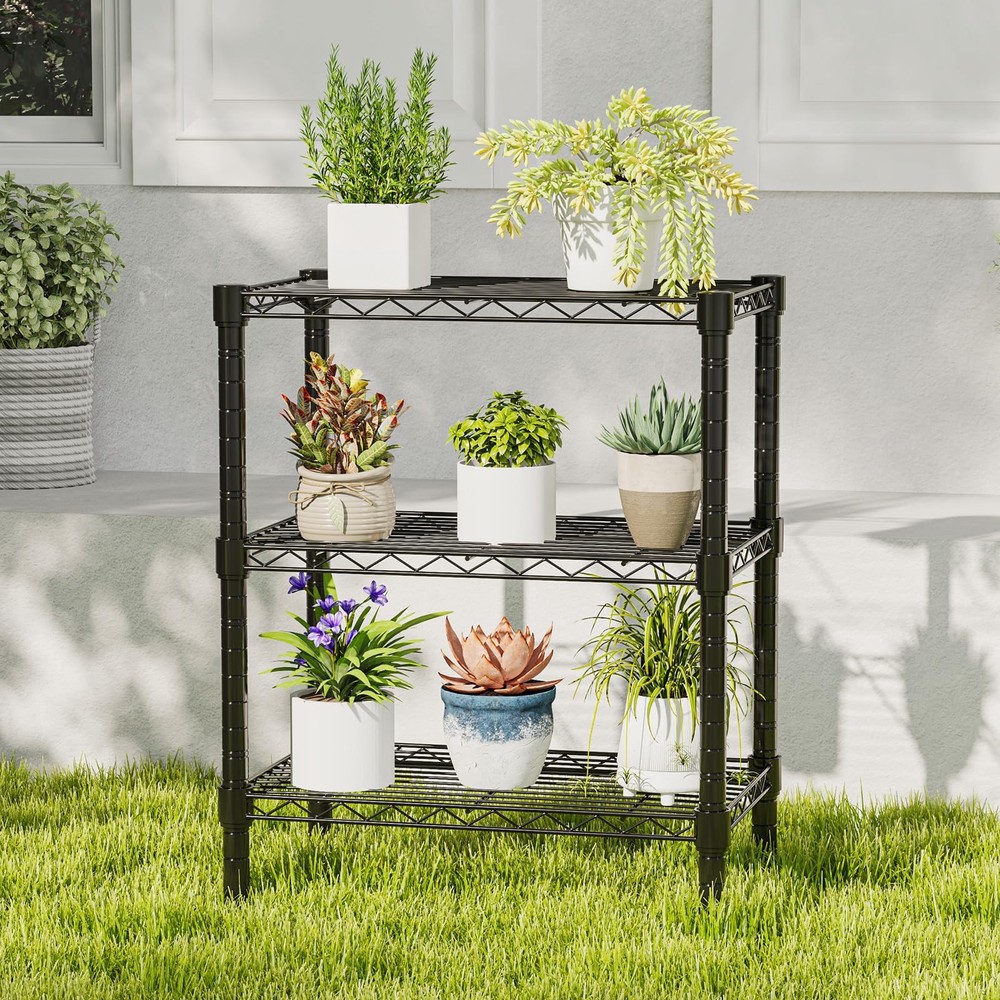 3-Tier Metal Wire Storage Shelves, Adjustable Standing Storage Rack Shelf, He...