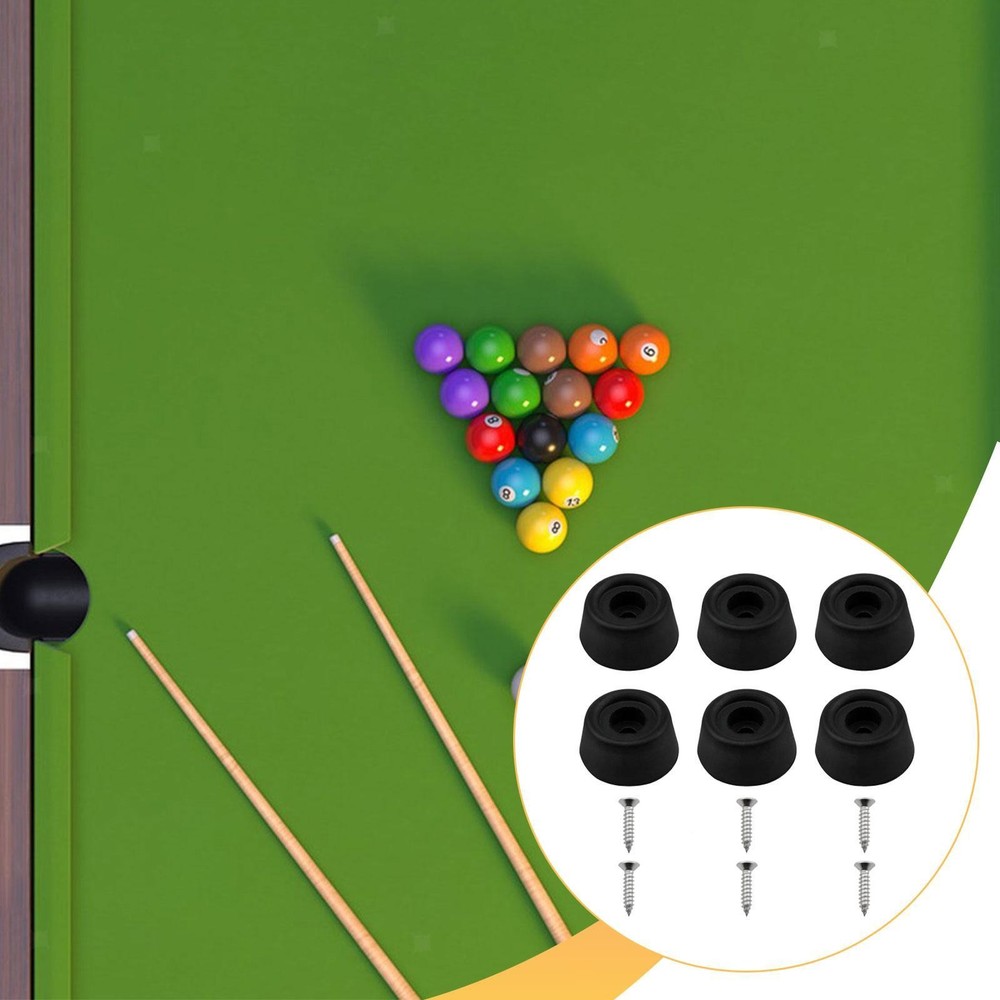 6x Billiard Cue Bottom Plug Black Protector Replacement Rubber Practical