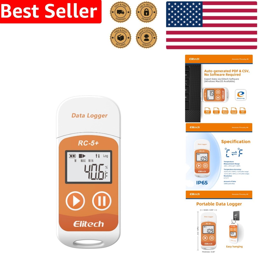 Fahrenheit RC-5+ Temperature Data Logger - Auto PDF Reports & Alarm Settings