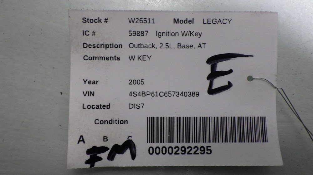 05 SUBARU LEGACY Ignition W/Key