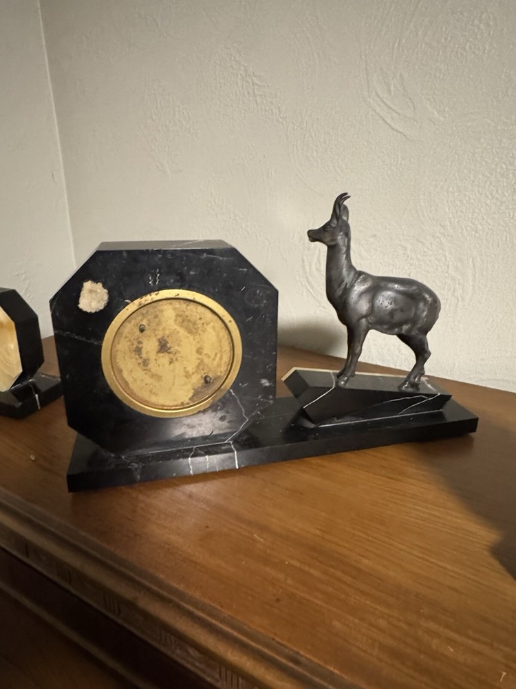 Art Deco Clock w/ Matching Bookends