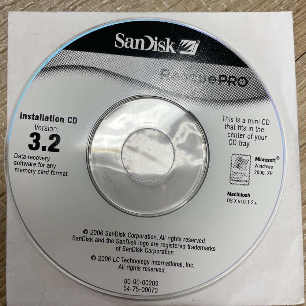 Sandisk Rescue Pro 3.2 2006 Vintage Software
