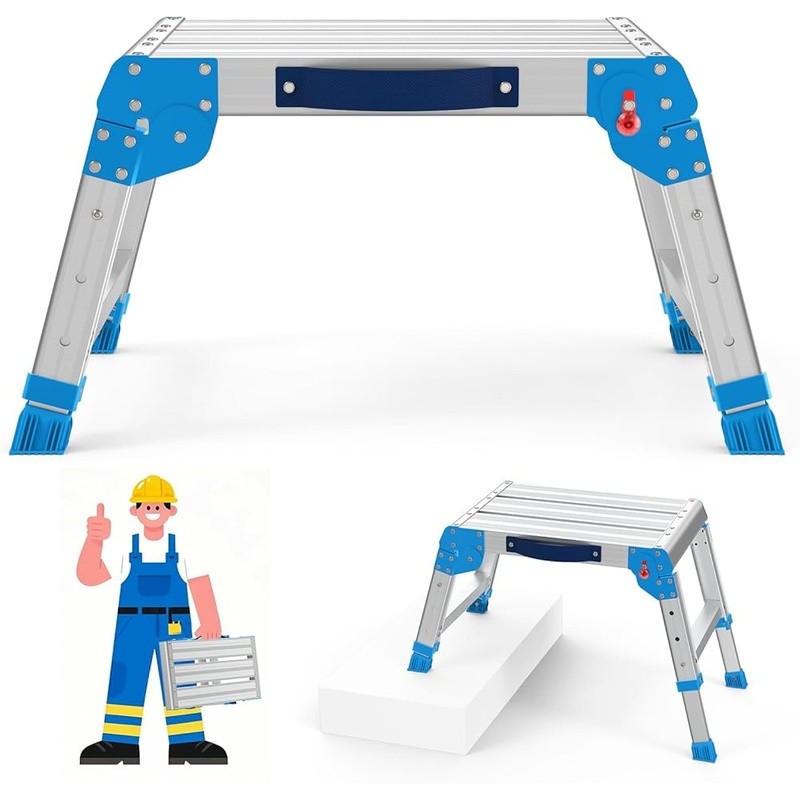 Adjustable Aluminum Work Platform Capacity Portable Foldable Step Ladder