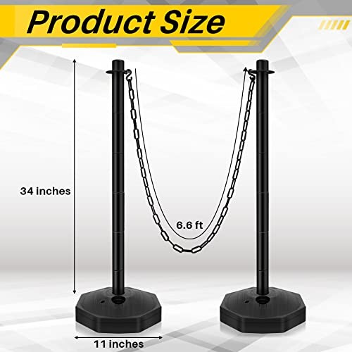 Sets Plastic Stanchion Set Traffic Delineator Post Cones with Fillable 6 Black