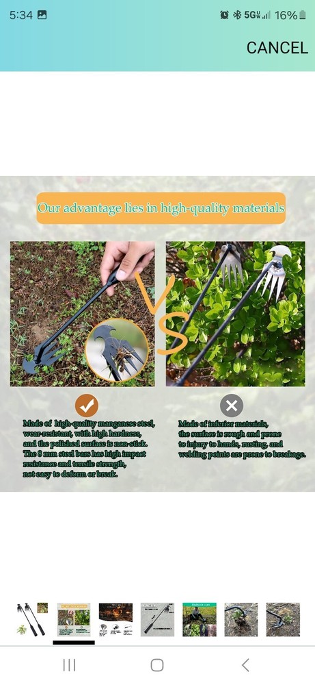 2 Weed Puller Tool Garden Pulling Portable Weeder Uprooting 4 Teeth Planting