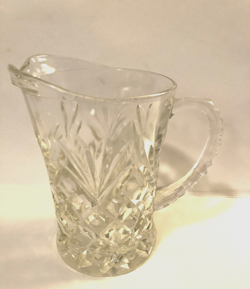 Cut glass Pitcher 5 1/4" and 3 1/2" diameter