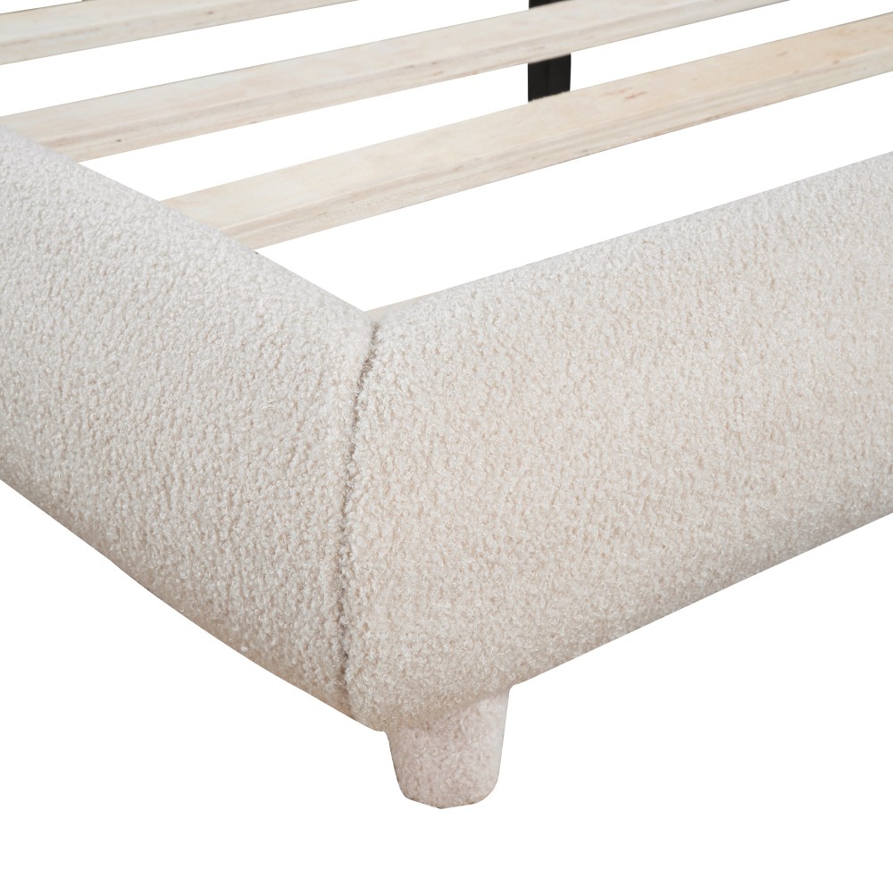 Teddy Fleece Full Size Upholstered Platform Bed with Thick Fabric, Solid Frame