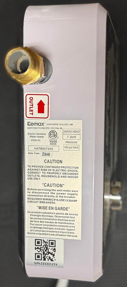 WATER HEATER TANK BOOSTER - EEMAX HATB007240 AUTOBOOSTER 7.2 KW ELECTRIC