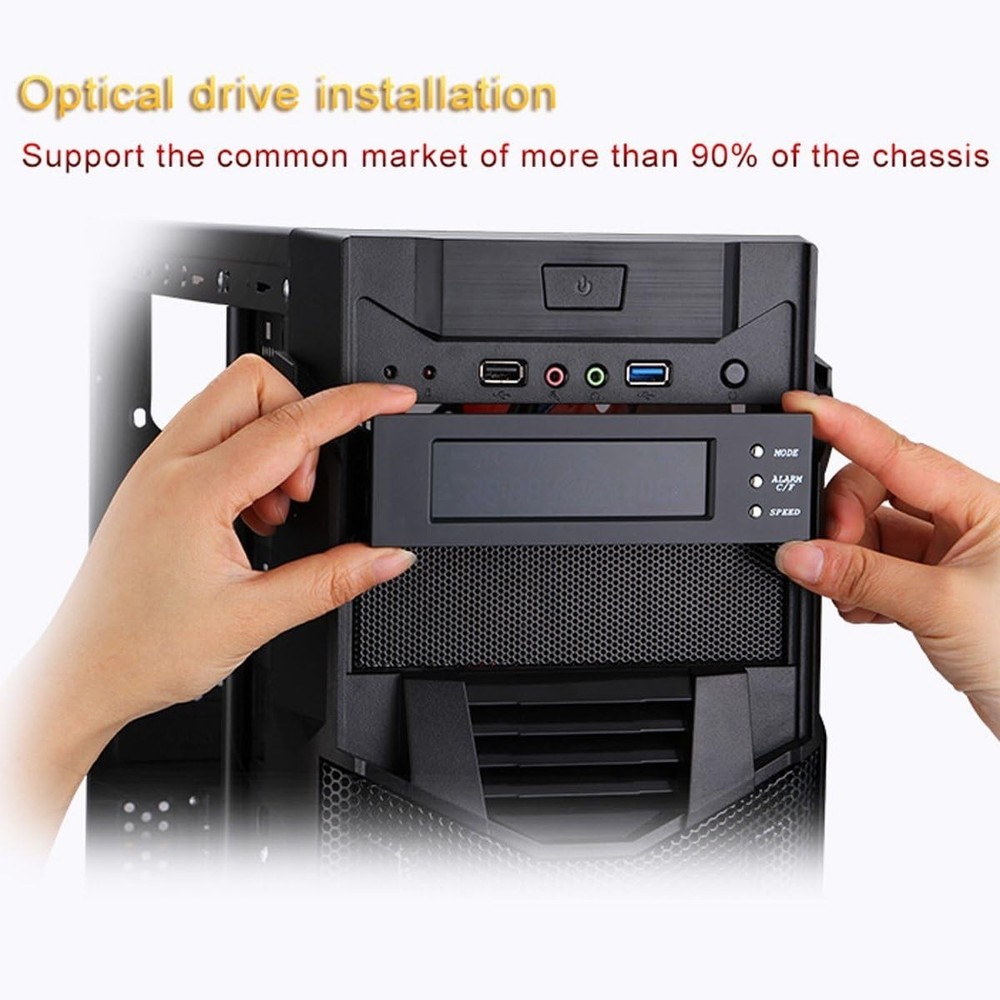 5.25" Bay LCD 3Pin/4Pin Fan CPU/HD/SYS Temperature Speed Controller Temp Sensor