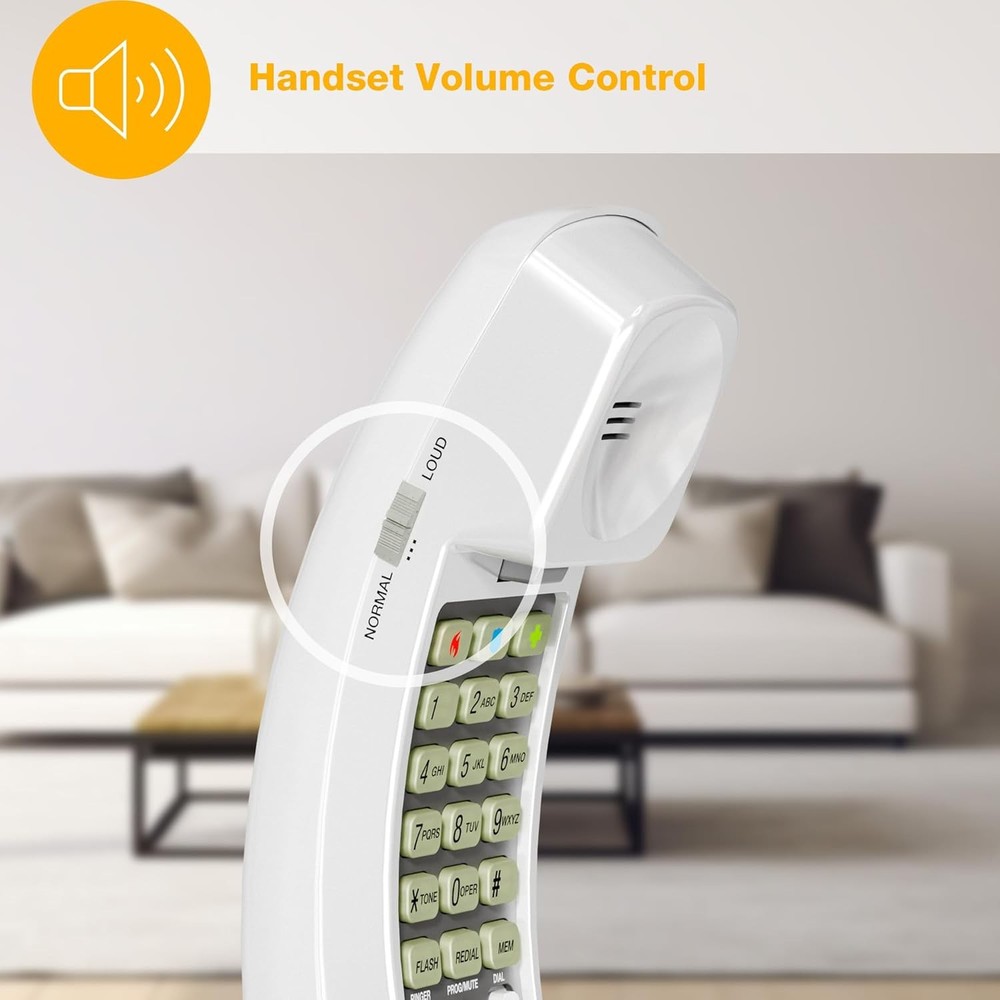 AT&T 210 Basic Trimline Corded Phone Single Line No AC Power Required (White)