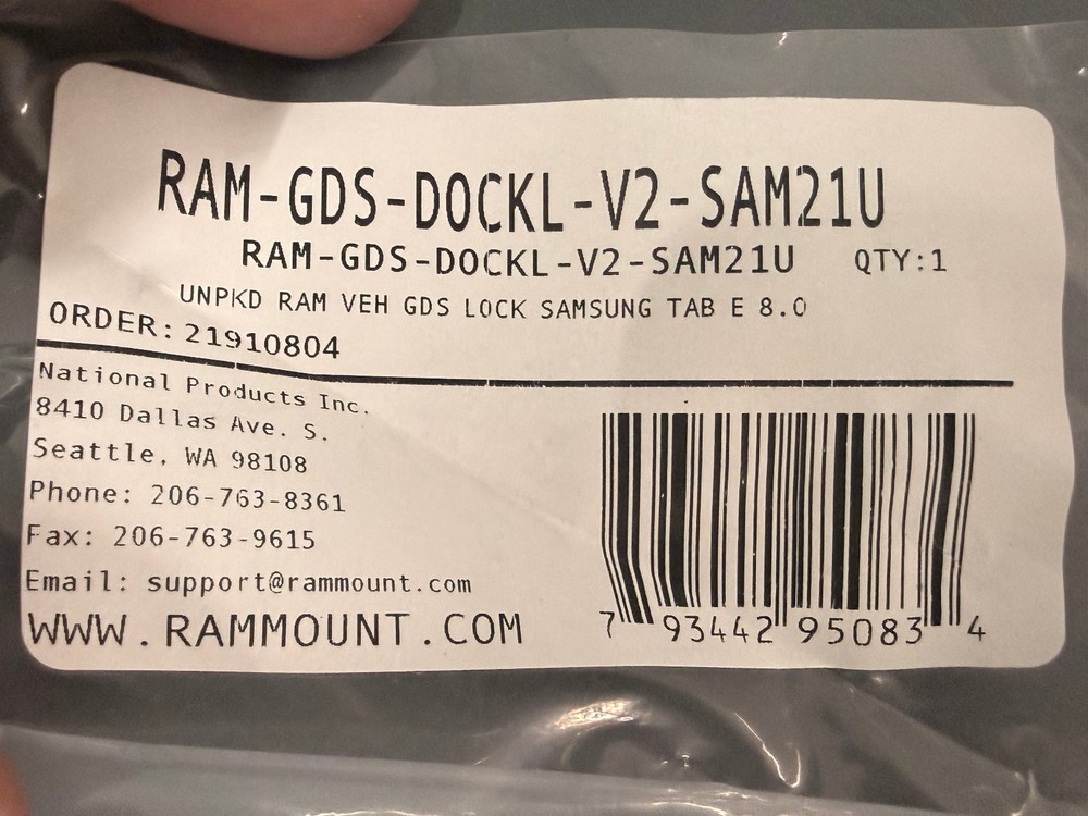 RAM Mounts GDS Bundle Kit w/ Locking Dock for Samsung Galaxy Tab E 8. DASH MOUNT