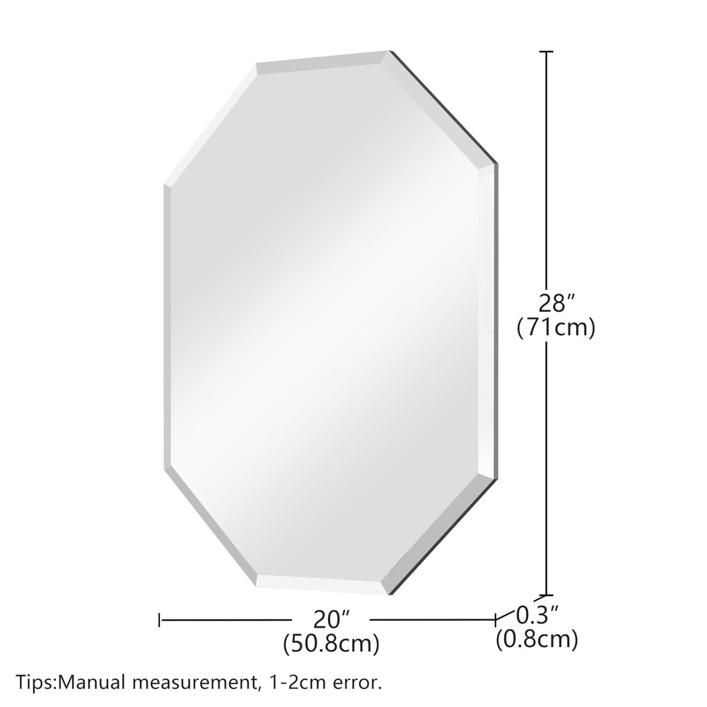 Frameless Mirror-20”X28” Rectangle Beveled Edge Silver Wall Mirror for Bathro...