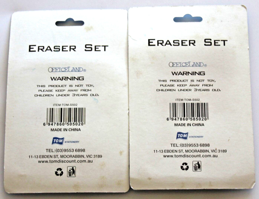 2 Packets of Novelty Erasers/Rubbers