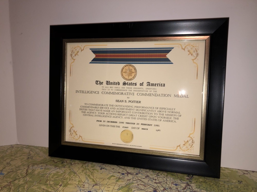 CIA - INTELLIGENCE COMMENDATION COMMEMORATIVE MEDAL CERTIFICATE Type-1