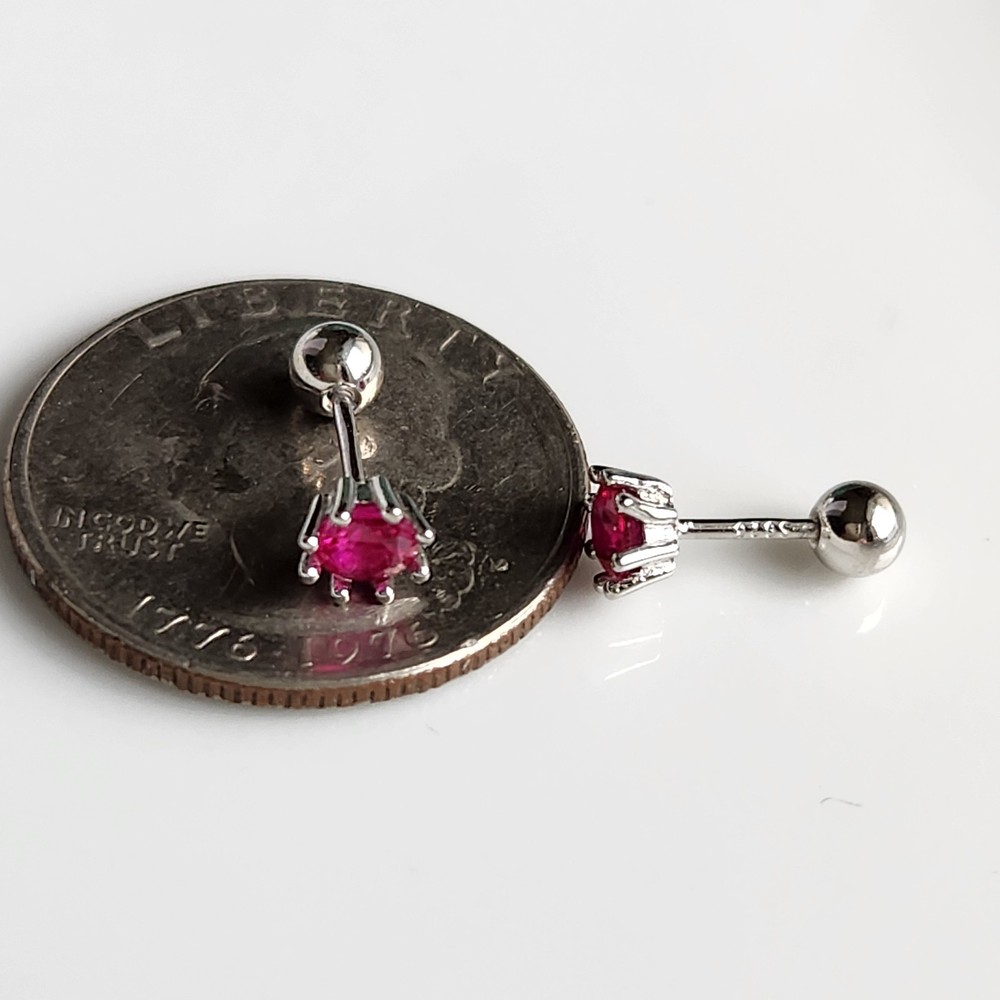 1CT Ruby 5mm Small Stud Earrings Ball Screw Back 925 Sterling Silver
