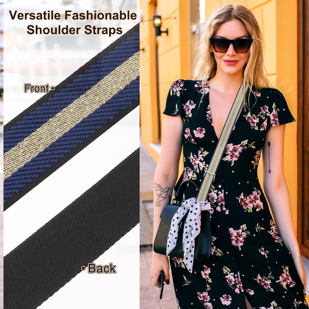 5Yards Nylon Webbing Strap, 38mm Striped Webbing Bag Strap, Dark Blue