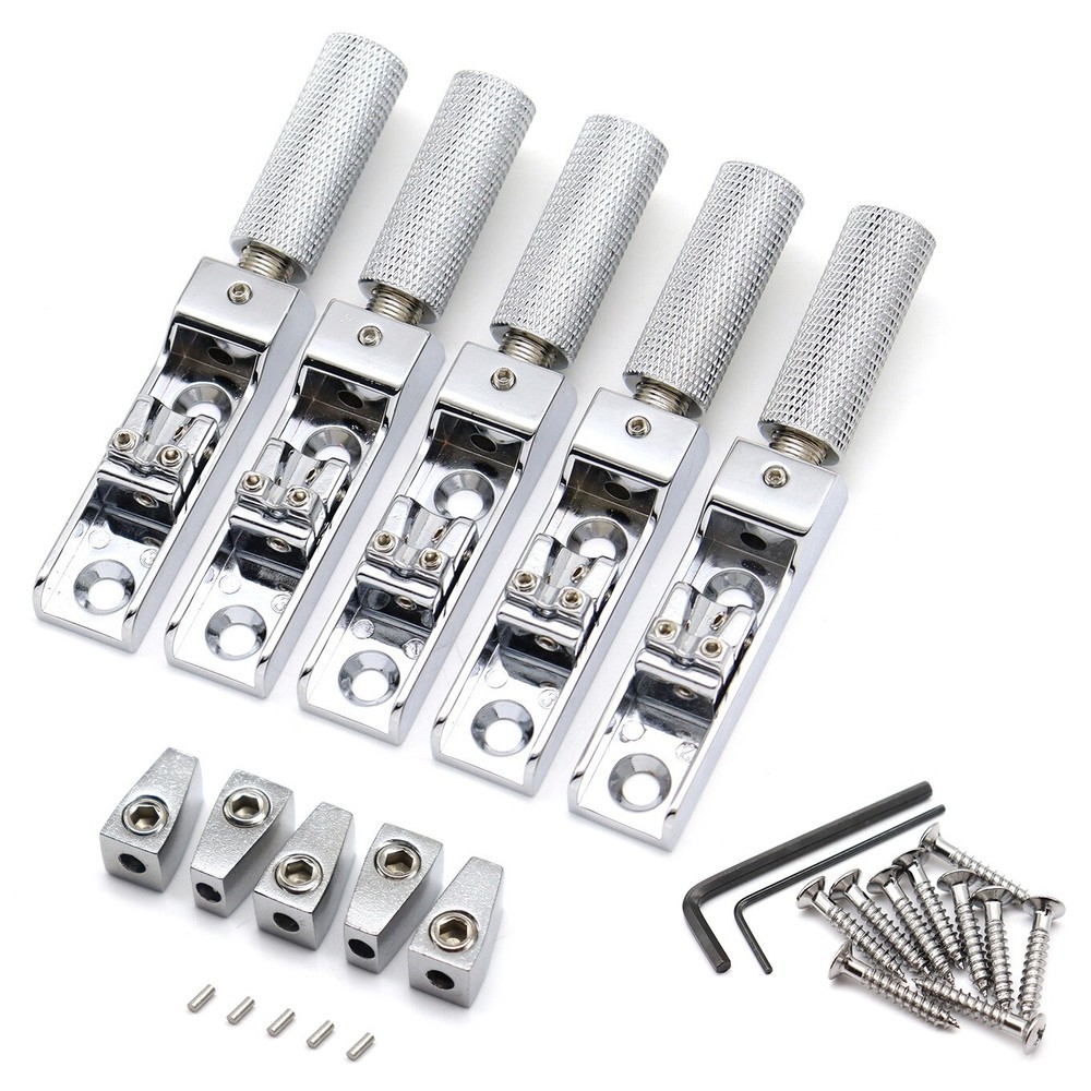 5 String Single String Bass Bridge Headless Individual Bridges and Nuts Silver
