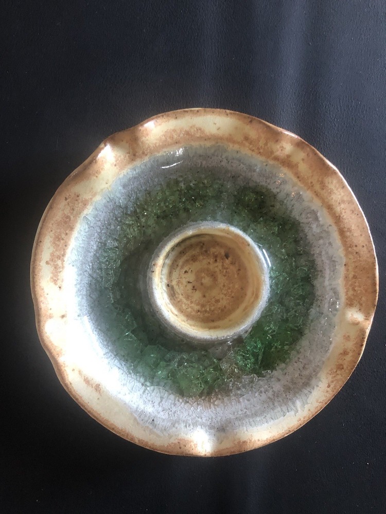 2 Glazed Stoneware Tealight Candle Holders