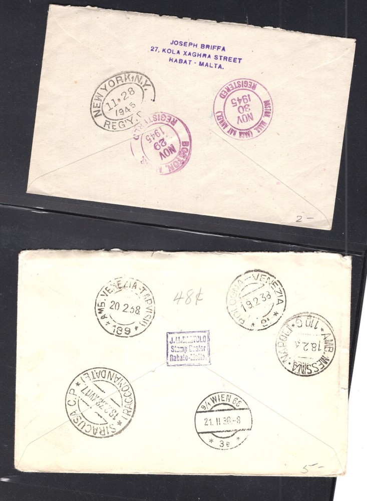 Malta 2 registered covers one to Austria