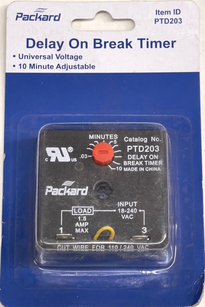 Packard Delay On Break Timer 0.3-10 minute Adjustable PTD203