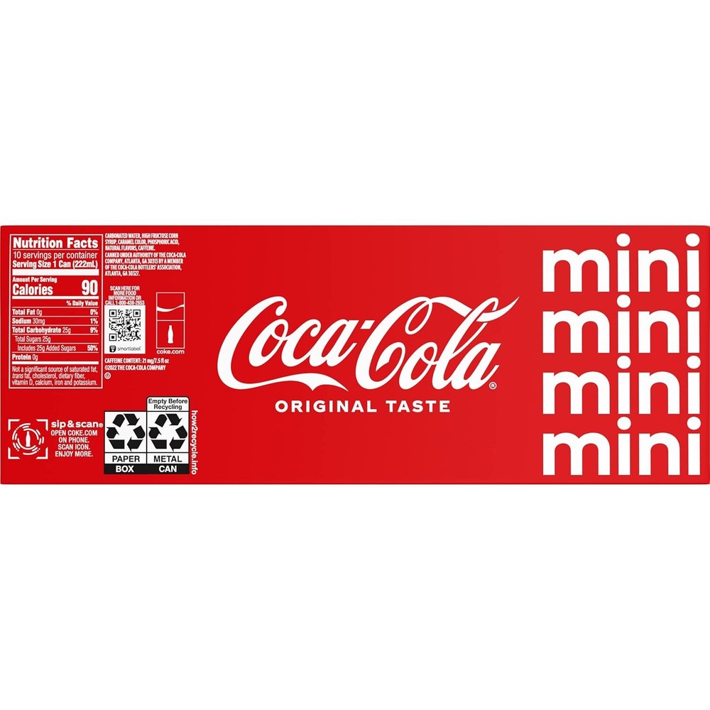 :.Coke🥤Mini-Can 7.5 oz, 10 pack.: