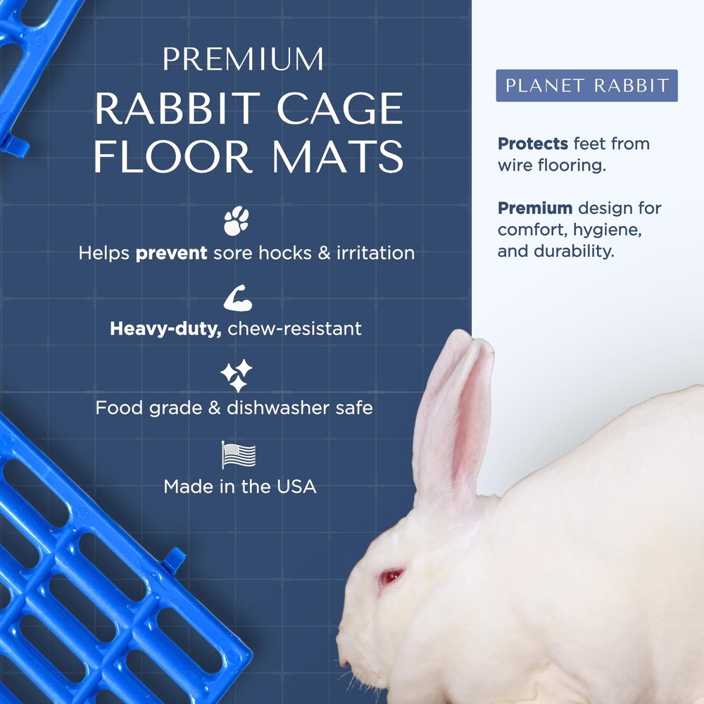 Premium Rabbit Cage Mats (Blue, 6 Pack) | Heavy Duty ABS Wire Floor Protector...