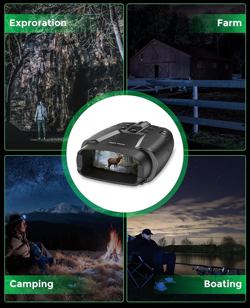 Rechargeable Night Vision Binoculars, 64GB Included