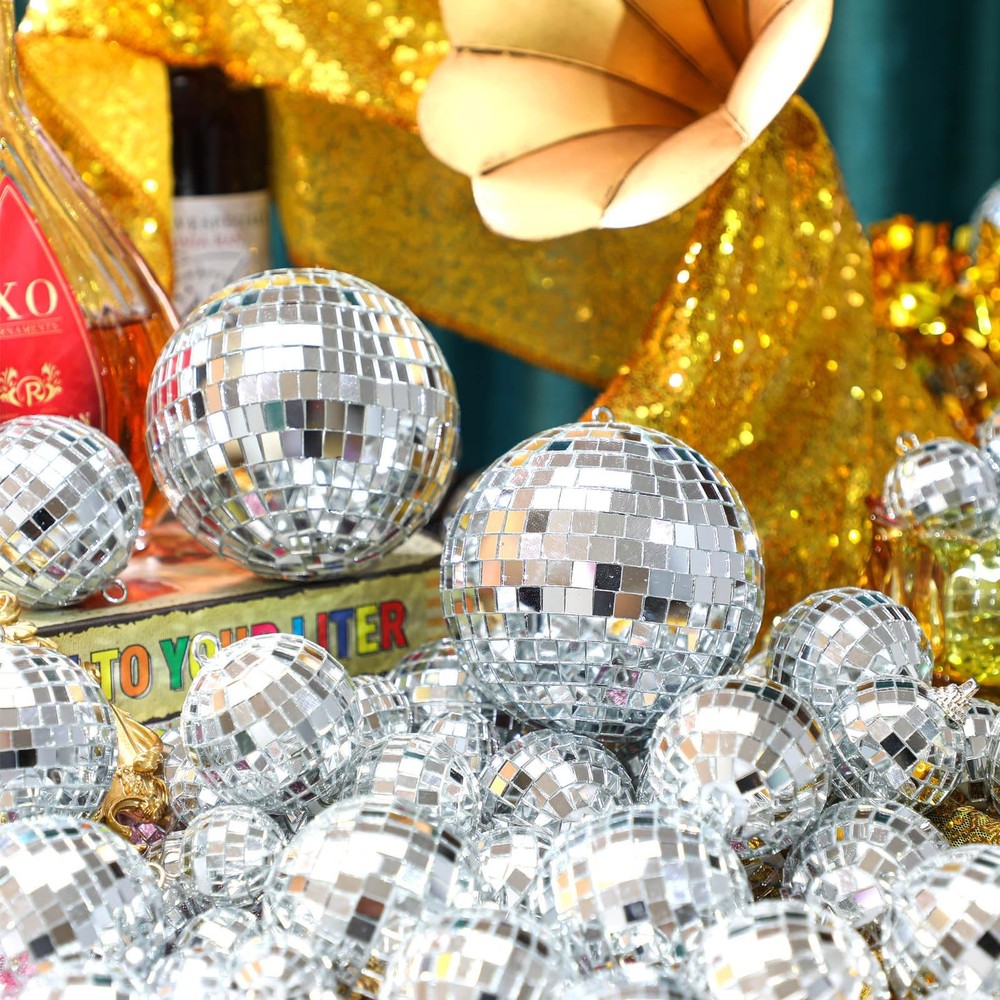 65 Pcs Disco Balls Reflective Hanging Disco Ball Decorations Assorted Silver ...