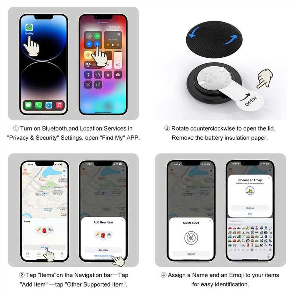 Air Tags, with Finder app (iOS only), Pet Collar Tracker Loss Prevention Devi...