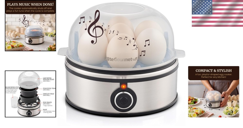 Versatile Egg Cooker - 7-Egg Capacity for Soft, Medium, Hard Boiled & Omelets