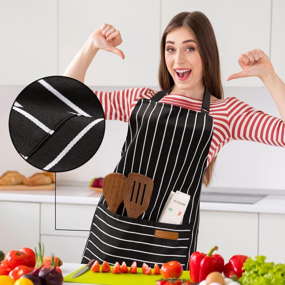 Gift-Ready 2 Pack Adjustable Chef Aprons - Stylish and Functional Design