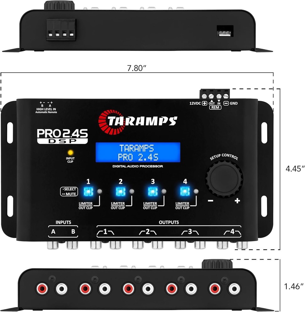 Professional Audio Processor - 4-Channel Digital Equalizer with 12 Music Presets