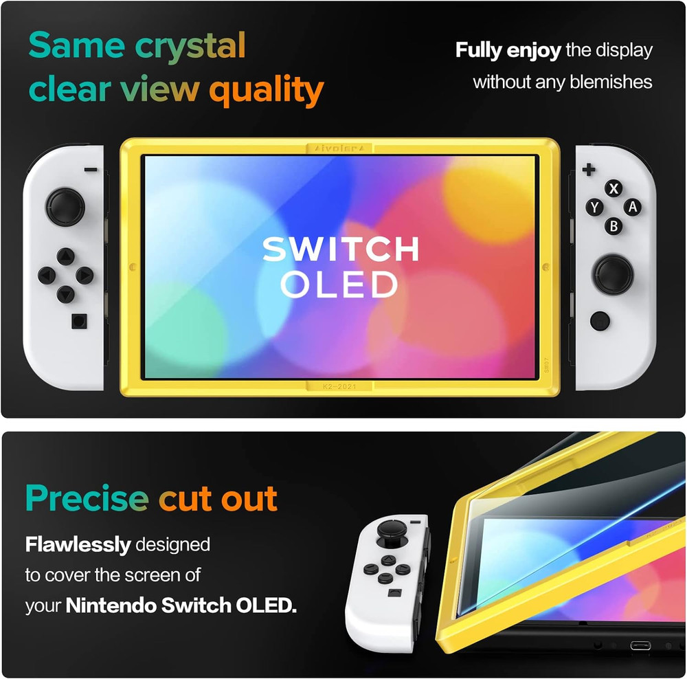 4-Pack Tempered Glass Screen Protector Designed for Nintendo Switch OLED Model 2