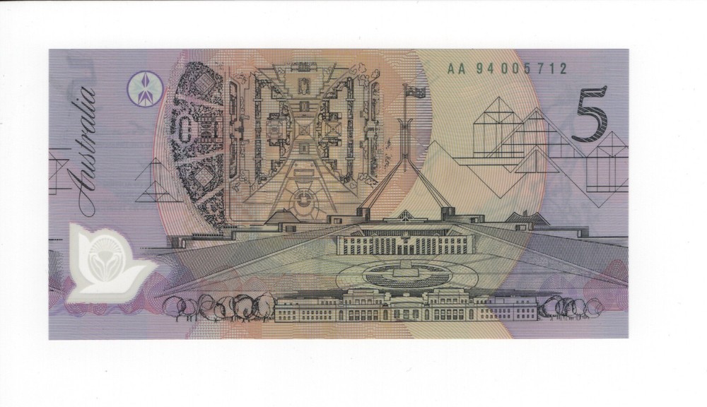1994 Australia 5 Dollar Low Numbered Banknote - UNC - # 34751