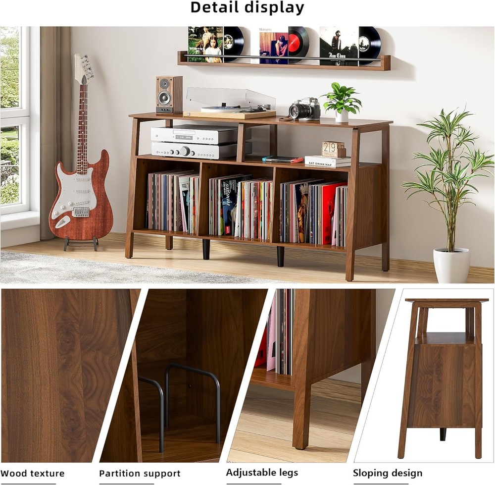 Large Record Player Stand,Mid Century Turntable Stand Table