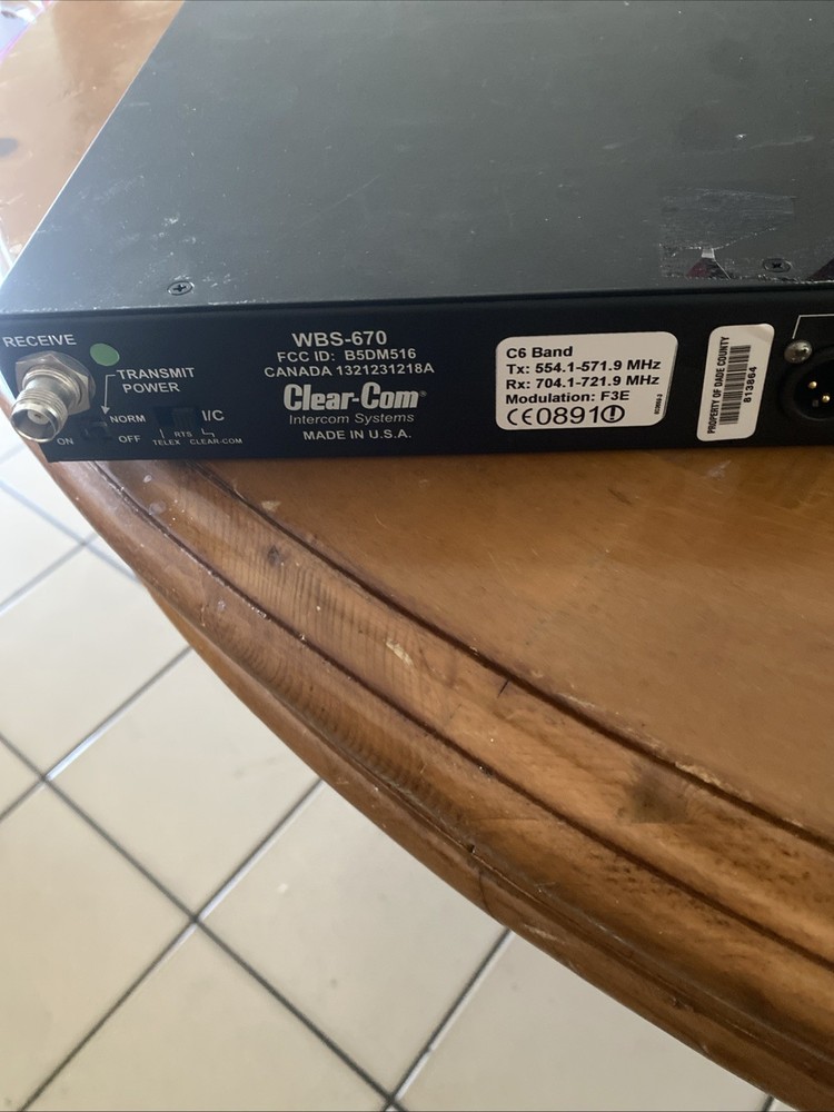Clear-Com WBS-670 UHF Wireless Intercom System Base Station /C6 Band