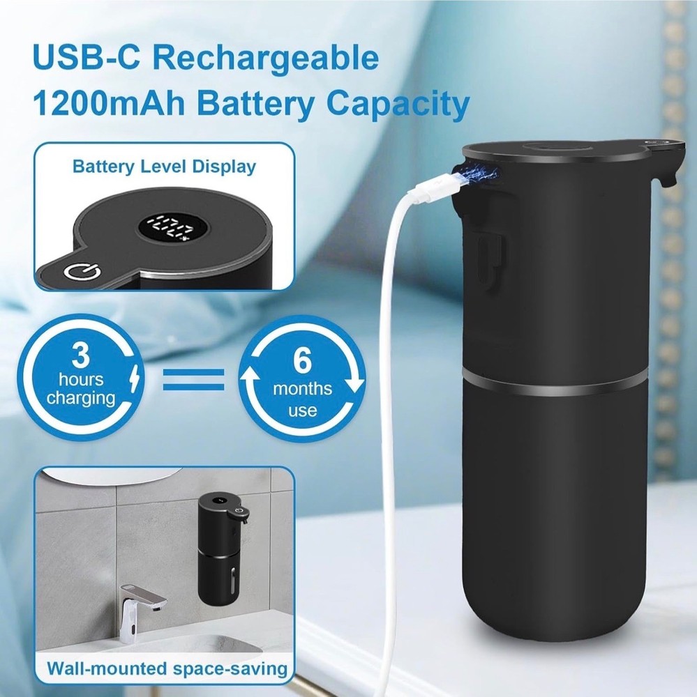Automatic Soap Dispenser Touchless USB Rechargeable 380ml Sensor Kitchen