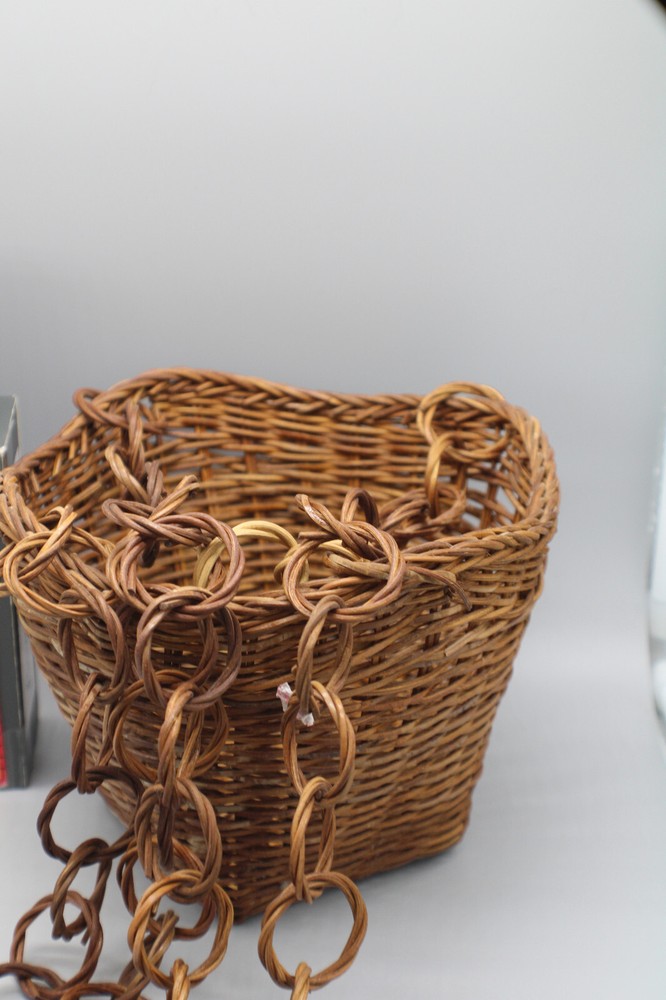 Hanging Wicker Basket with wicker interlocking hoops